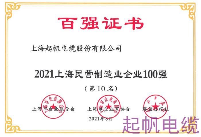 2021年上海民營制造業(yè)企業(yè)100強