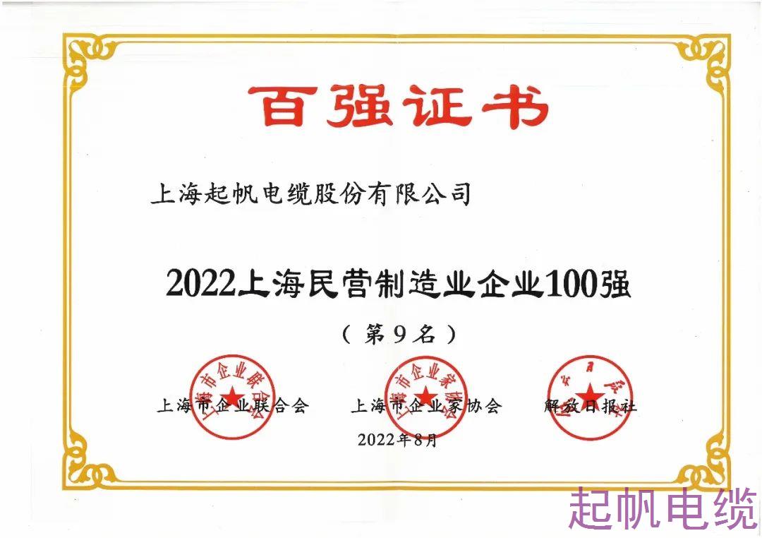 2022年上海民營制造企業(yè)100強(qiáng)